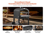 Outdoor Pizza Oven, 12" Pellet Fire Ovens, 2-Layer Pizza Oven Wood Fired, Wood Burning Outdoor V952-LSPSLHS458X48H85L001V0
