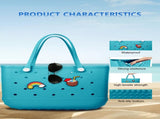 EVA Beach Tote Bag for Swimming, Pool & Travel Waterproof Washable Rubber Handbag with 2 Random V1107-CS-STDDBL