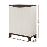 Gardeon Outdoor Storage Cabinet Box 92cm Lockable Cupboard Sheds Adjustable Rattan Beige OSC-CABI-L2F