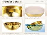 5PCS Golden Bowls, Stainless Steel Salad Bowls with Airtight Lids, Mirror Finish Nested V1369-AZ3-W-08737