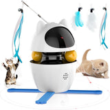 Automatic 3 in 1 Interactive Cat Toy with Laser and Feather for Indoor V1192-AZ-W-25009