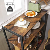 Baker's Rack with 2 Metal Mesh Baskets, Shelves and Hooks, 80 x 35 x 95 cm, Industrial Style, Rustic V178-11468