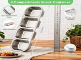 Set of 2 Stainless Steel Bento Lunch Box with 4 Compartments Leak-Proof Lids Stackable Snack V1237-ZY-917-288
