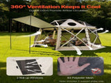 Pop up Gazebo Screen Tent, 3.6x3.6 m, 13-Sided Spherical Camping Canopy Tent with Removable Top & V952-TMZPQXK13M1254U9V001V0