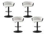 Artiss Bar Stool x4 Kitchen Dining Chair Counter Gaslift Woven Velvet Ivory BA-K-71096-BGX4