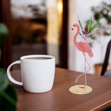 Air Plant Stand Pink Flamingo Shaped Resin And Iron For Indoor Use 1Pcs V1192-AZ-W-22359