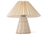 Pleated Table Lamp with Remote Control Modern Beige Fabric Shade Rattan Base Nightstand Lamp for V1294-YM0901-3119240061911