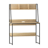 Artiss Computer Desk Bookshelf Storage 100CM Oak MET-DESK-LC-100-OAK