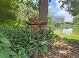 Antique Bronze Color Metal Bird Bath Stake Garden Feeder 79cm Copper Finish with Hummingbird Decor V888-ELOSUNG41243