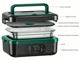 Portable 1L Cordless Electric Heated Lunch Box 16000mAh 60W 304 Stainless Steel Black&Green V201-ELB6080BGR8AU