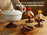 Green Christmas Tree 5-Tier Apple Pattern Heat Insulation Pad, Stylish Table Ornament for Christmas V1221-XM-LB4084-ZS98