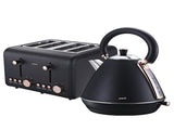 Pronti Rose Trim Collection Toaster & Kettle Bundle - Black KTL-TSR-COM-BK