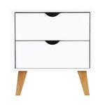 Artiss Bedside Table 2 Drawers - ANDERS White FURNI-G-SCAN-BS-WH-NT