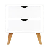 Artiss Bedside Table 2 Drawers - ANDERS White FURNI-G-SCAN-BS-WH-NT