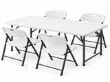 Gardeon 5PCS Outdoor Dining Set 120CM Folding Table and Chairs Patio Furniture White ODF-DIN-120PPCH-5PC-WH