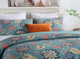 100% Cotton Teal Floralia Garden Coverlet Bedspread Set V745-MMPAC060963Q13U