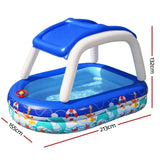 Bestway Kids Pool 213x155x132cm Inflatable Swimming w/ Canopy Play Pools 282L BW-POOL-KID-54370