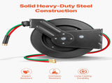 Retractable Welding Hose Reel 1/4 in x 50FT Oxygen Acetylene Rubber Hose R Grade V952-HJRGJP50FTZDLSX8QV0