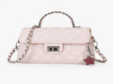 Pink Quilted Chain Shoulder Bag with Silvery Star Charm - PU Leather Small Square Crossbody V888-ELOSUNG56163-4