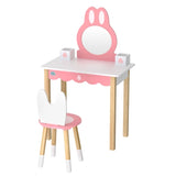 1 Set of Keezi Kids Dressing Table Wooden Bunny Pink FURNI-C-RABBIT-PK
