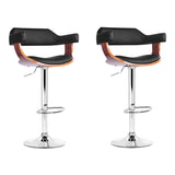 Artiss 2x Bar Stools Gas Lift Leather w/Armrest Black BA-TW-8006A-BKX2