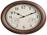 12inch Wall Clock,Retro Waterproof Clock with Displays Thermometer&Hygrometer,Noise-Free Clock for V1369-AZ3-W-11767