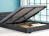 Levede Fabric Bed Frame Queen Tufted Dark Grey BF1008-Q-DG