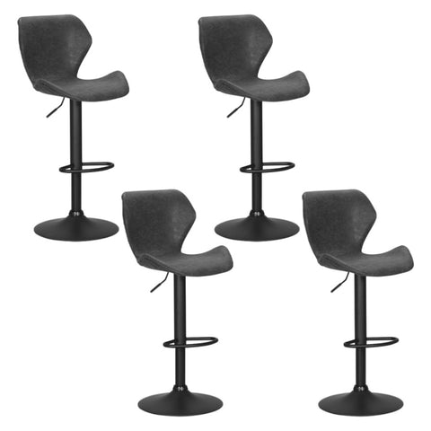 Artiss 4x Bar Stools Vintage Leather Gas Lift Black BA-K-9977-BKX4