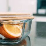 6 Pcs Large Bamboo Food Containers Clear Glass with Bamboo Lids V915-MB0079X6