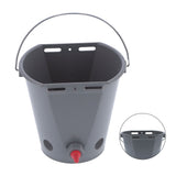 8L Feeder Bucket Farm Livestock FoodGrade Plastic Feeding Barrel with 5 Nipples Gray V1294-YM0901-3111210205512