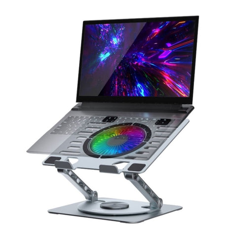 mbeat Stage S8 Rotating Laptop Stand with RGB Cooling Fan and USB Ports V186-MB-STD-S8GRY