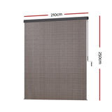 Instahut 2.1X2.5M Outdoor Blinds Awning Roll Down Retractable Knit Fabric Outdoor Blinds Window AWN-C-DOWN-KNIT-21-BR