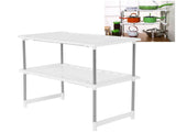 2-Tier Under Sink Rack Stainless Steel Expandable Storage Organizer Kitchen Shelf Holder V1294-YM0901-3117200157011