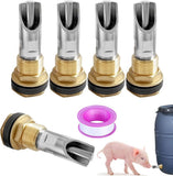 5PCS 1/2 Stainless Steel Automatic Pig Nipple Water Drinker Feeder Waterer 5PCS 1/2 Female to 3/4 V1258-DP02-C-481