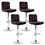 Artiss 4x Bar Stools Leather Gas Lift Brown BA-K-1055-CHX4