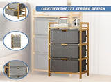 Bamboo Shelf with Storage Hamper Wooden Organiser with 3 Laundry Bags V63-838251