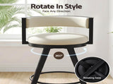 Artiss Bar Stools Set of 4 Swivel Kitchen Chair Metal Counter Beige Leather BA-TW-W0098-BGX4