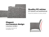 Gardeon 3PC Outdoor Bistro Set Patio Furniture Wicker Setting Chairs Table Cushion Grey ODF-BISTRO-RATTAN-GE