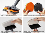 3-in-1 Extendable Cleaning System with Rotatable Head, Stiff Bristle Brush, Microfiber Pad, and V1107-CS-CBYSS