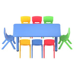 Keezi 9PCS Kids Table and Chairs Set Children Study Desk Furniture Plastic 8 Chairs KPF-TBCH-BU-9PC