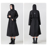 Black XL Size Long Trench Style Waterproof Raincoat for Women - Fashionable Outdoor Hiking Cycling V888-ELOSUNG56807-3
