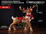 Christabelle 80cm Brown Reindeer Christmas Light Up Display Animated Warm White LED Indoor Xmas 112_NK201