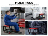 Giantz Creeper Seat Rolling Mechanic Stool with Tool Tray Heavy Duty 36x36cm MCS-C-RD