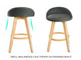 4X Wooden Bar Stool Dining Chair Fabric LEILA 72cm GREY V274-FT-WBSFAB-82GY4