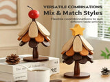 Green Christmas Tree 5-Tier Apple Pattern Heat Insulation Pad, Stylish Table Ornament for Christmas V1221-XM-LB4084-ZS98