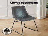 Artiss 2x Dining Chairs Retro PU Leather Kitchen Lounge Cafe Accent Chair Grey UPHO-C-DIN-2503-GYX2