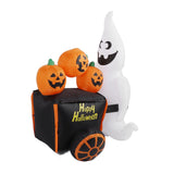 6ft Halloween Ghost Pushing Pumpkin Cart Decor IP44 with Blower LED Lights Outdoor V1294-YM0901-3115230078411