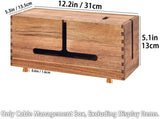 Cable Organizer Box Wooden Cable Management Box with Metal Feet for Desk and Office Acacia Wood Wood V1237-ZY-924-277