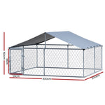 i.Pet Dog Kennel Large House XXL Pet Run Cage Puppy Outdoor Enclosure With Roof PET-DOG-CAGE-3X3-AB