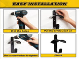 2pcs Horse Bridle Rack Wall Mount Black Metal Bridle Holder with Hook and Screws Bracket for Horse V1192-AZ-W-2876